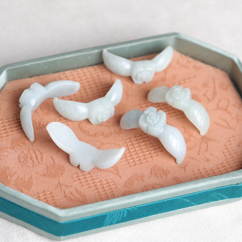 2PC Natural White Jadeite Jade - Beading 评论和价格