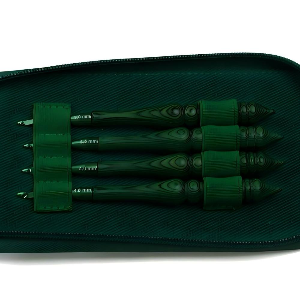 Crochet Hook Set Green Synthet - Wooden Crochet Hooks Ergonomic Handle 评论和价格