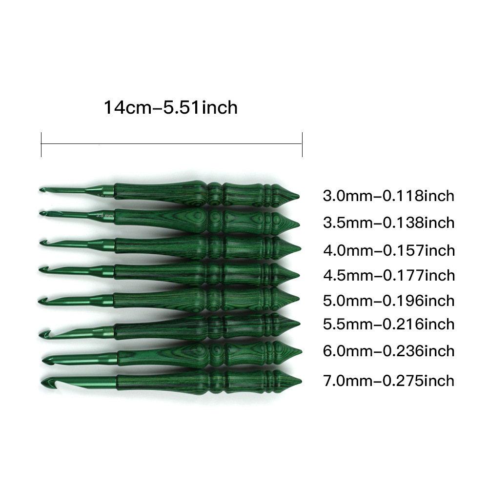 Crochet Hook Set Green Synthet - Wooden Crochet Hooks Ergonomic Handle 评论和价格