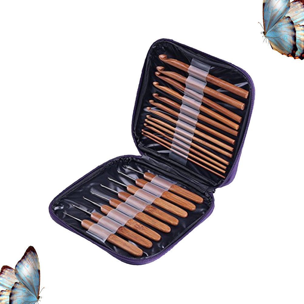 1Set Bamboo Wood Crochet Hook  - Wooden Crochet Hooks Ergonomic Handle 评论和价格