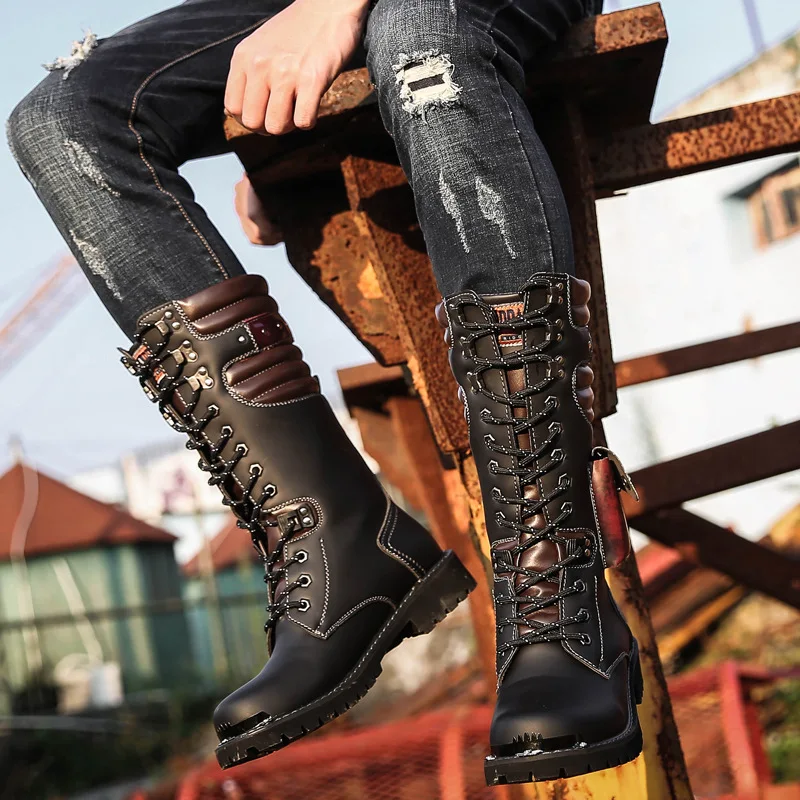 Men Knee High Leather Boots Wi - Craft Tools 评论和价格