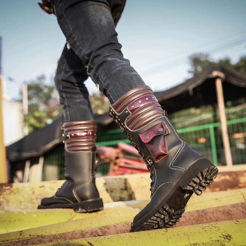 Men Knee High Leather Boots Wi - Craft Tools 评论和价格