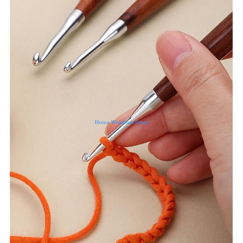 F68E 8Pcs Wooden Handle Croche - Wooden Crochet Hooks Ergonomic Handle 评论和价格