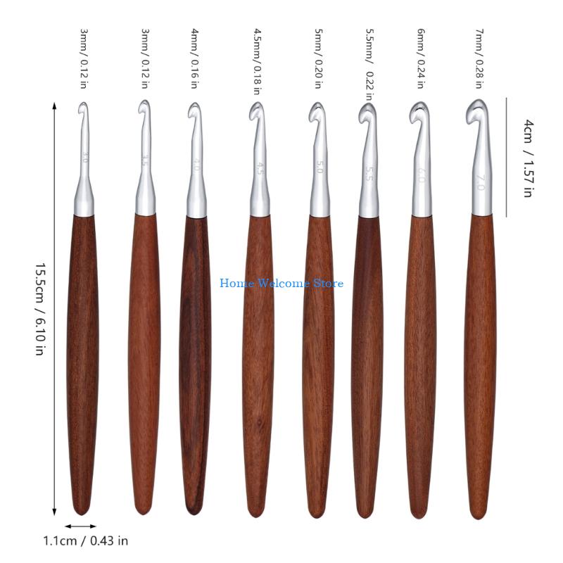 F68E 8Pcs Wooden Handle Croche - Wooden Crochet Hooks Ergonomic Handle 评论和价格