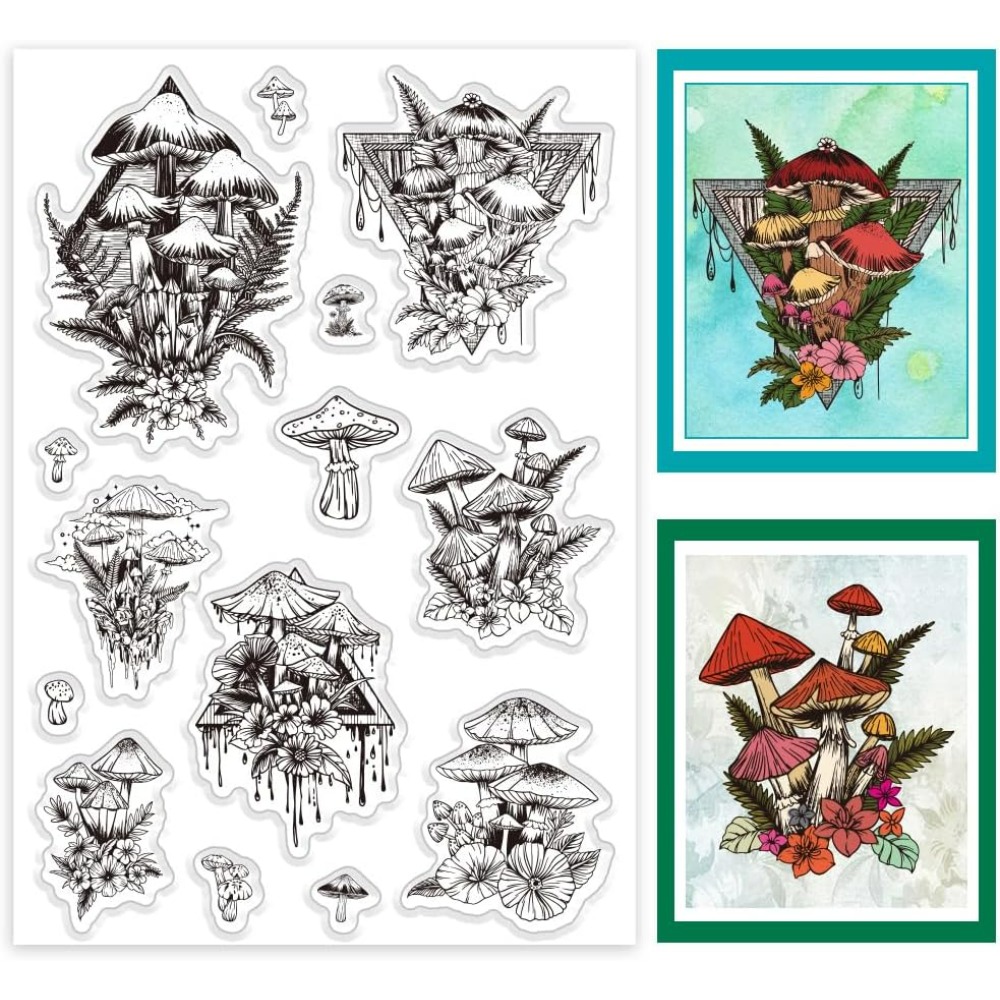 Mushroom Clear Stamp, Plant Si - Clear Silicone Stamps For Card Making 评论和价格