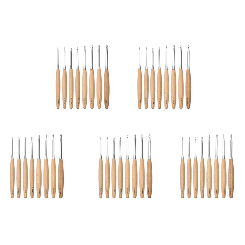 M12K-40Pcs Wood Crochet Hooks  - Wooden Crochet Hooks Ergonomic Handle 评论和价格