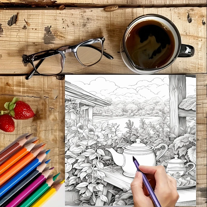 Tea In The Gardens Coloring Bo - Painting Supplies 评论和价格
