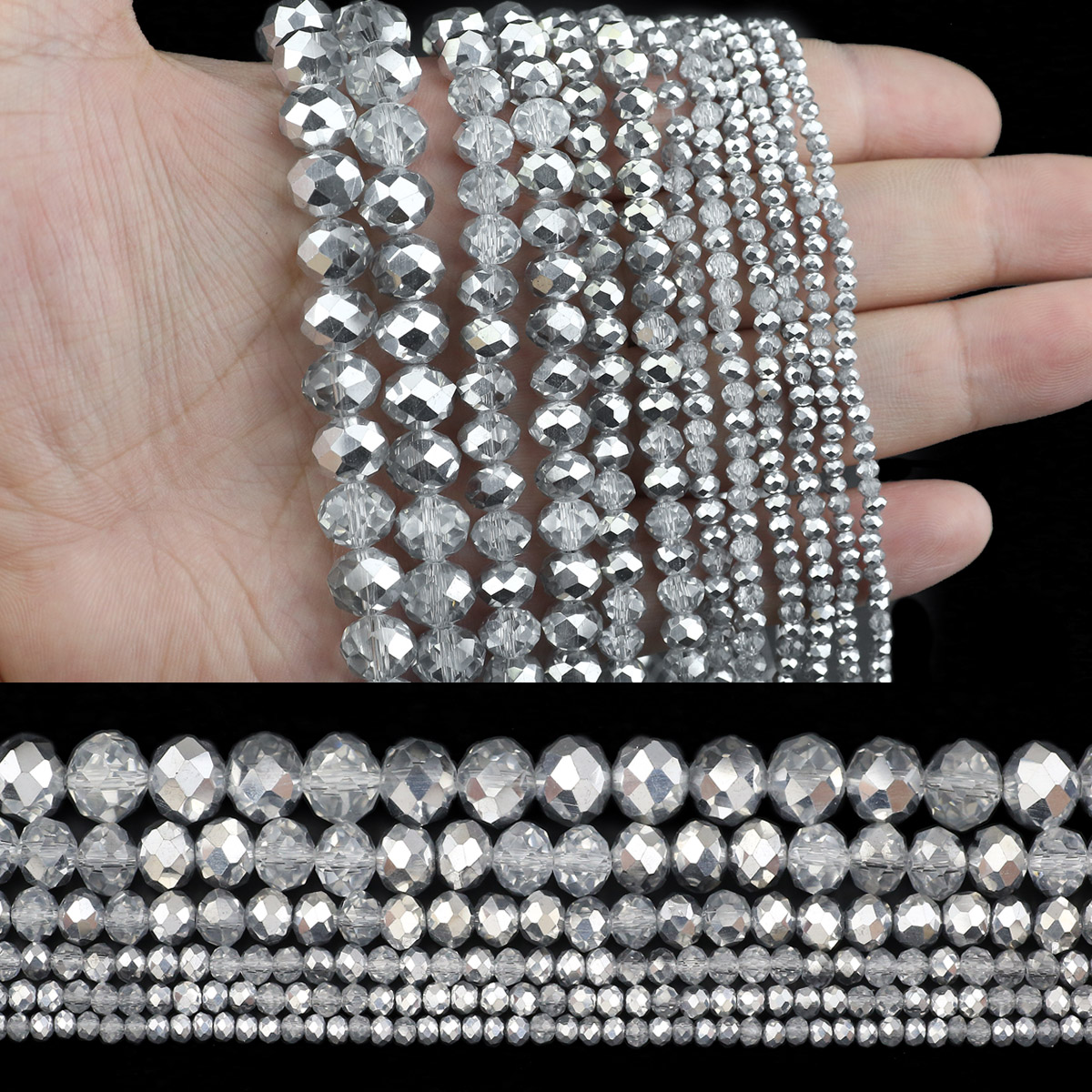 Half Silver Color Transparent  - Glass Seed Beads 2Mm Jewelry Making 评论和价格