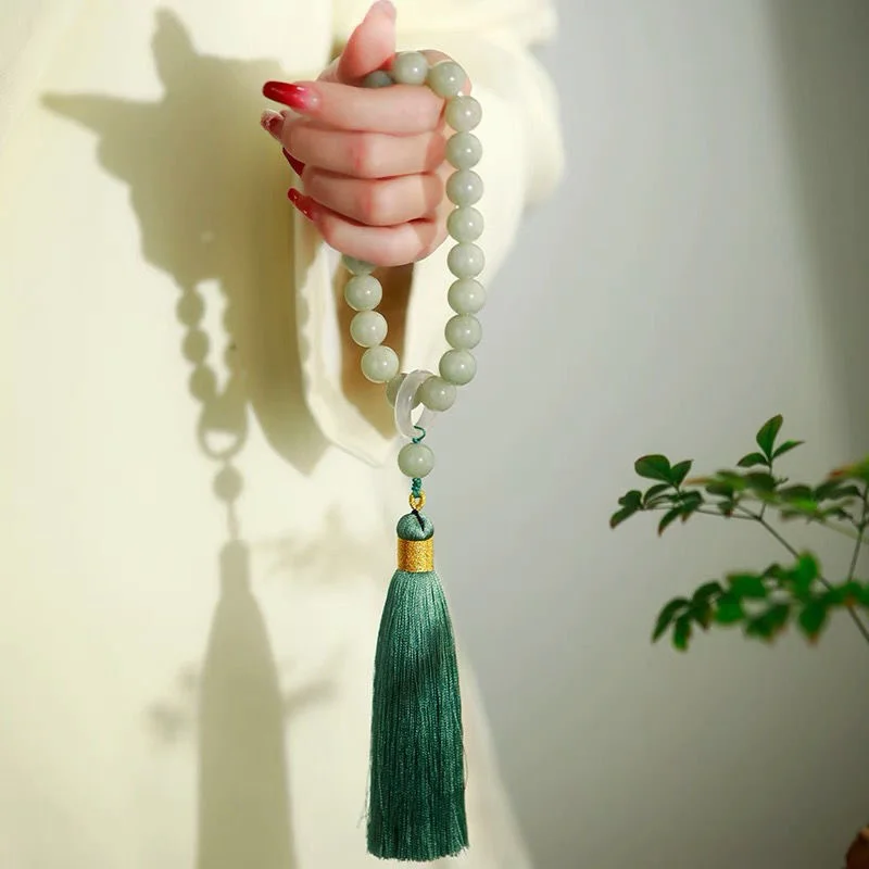 Green Jade Stone 12mm Beads Ta - Beading 评论和价格